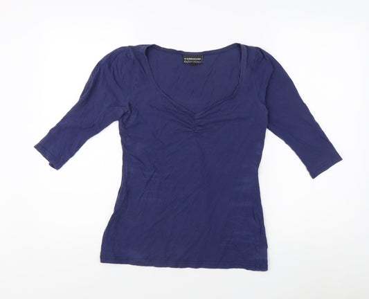 Womens UK Size 12 Warehouse Blue Basic T-Shirt
