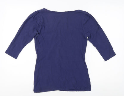 Womens UK Size 12 Warehouse Blue Basic T-Shirt