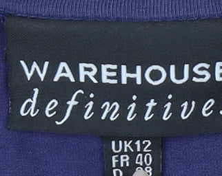 Womens UK Size 12 Warehouse Blue Basic T-Shirt
