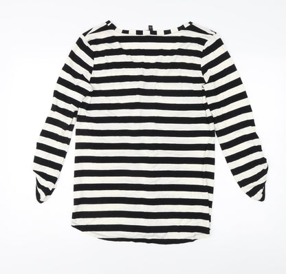 Cabe & Gauge Women's M Black Striped V-Neck Blouse