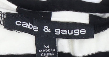Cabe & Gauge Women's M Black Striped V-Neck Blouse