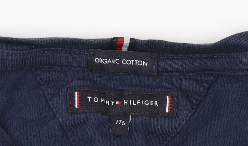 Tommy Hilfiger Men's Blue Long Sleeve T-Shirt Organic Cotton