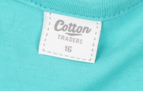 Cotton Traders Women's Green V-Neck Top Size 16