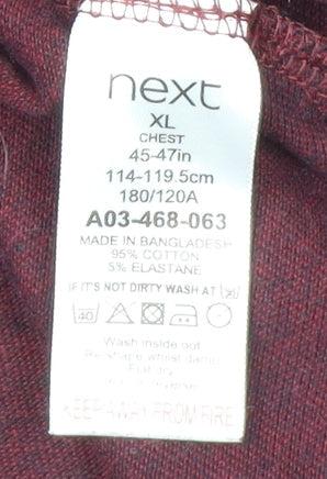 Next Men's Burgundy XL Regular Fit Cotton Top