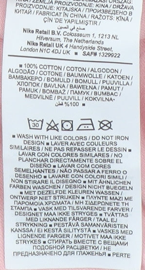 Nike Women's Pink Short Sleeve T-Shirt, M - 100% Cotton