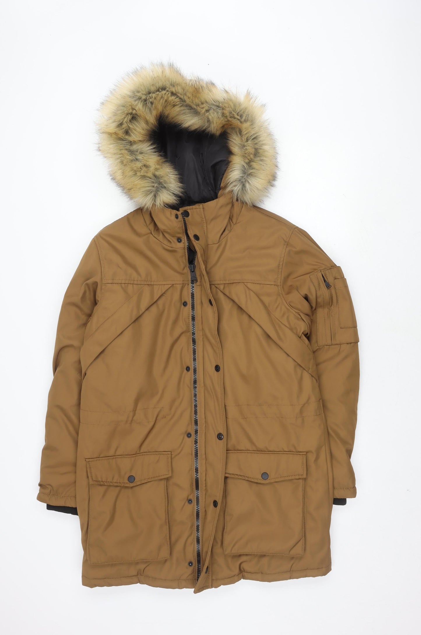 Mens UK Size S Bershka Brown Parka Coat