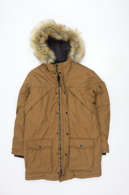 Mens UK Size S Bershka Brown Parka Coat