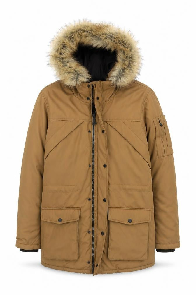 Mens UK Size S Bershka Brown Parka Coat