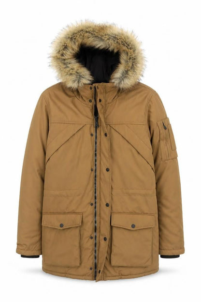 Mens UK Size S Bershka Brown Parka Coat