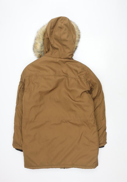 Mens UK Size S Bershka Brown Parka Coat