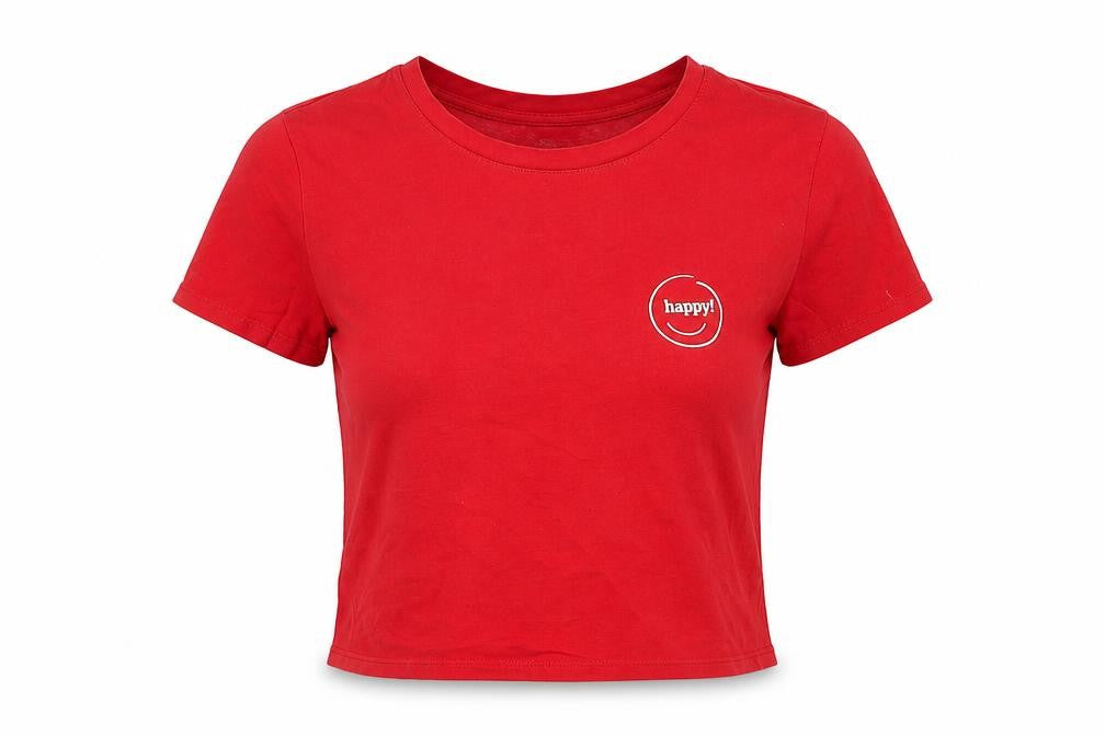 Womens UK Size M Monki Red Cropped T-Shirt