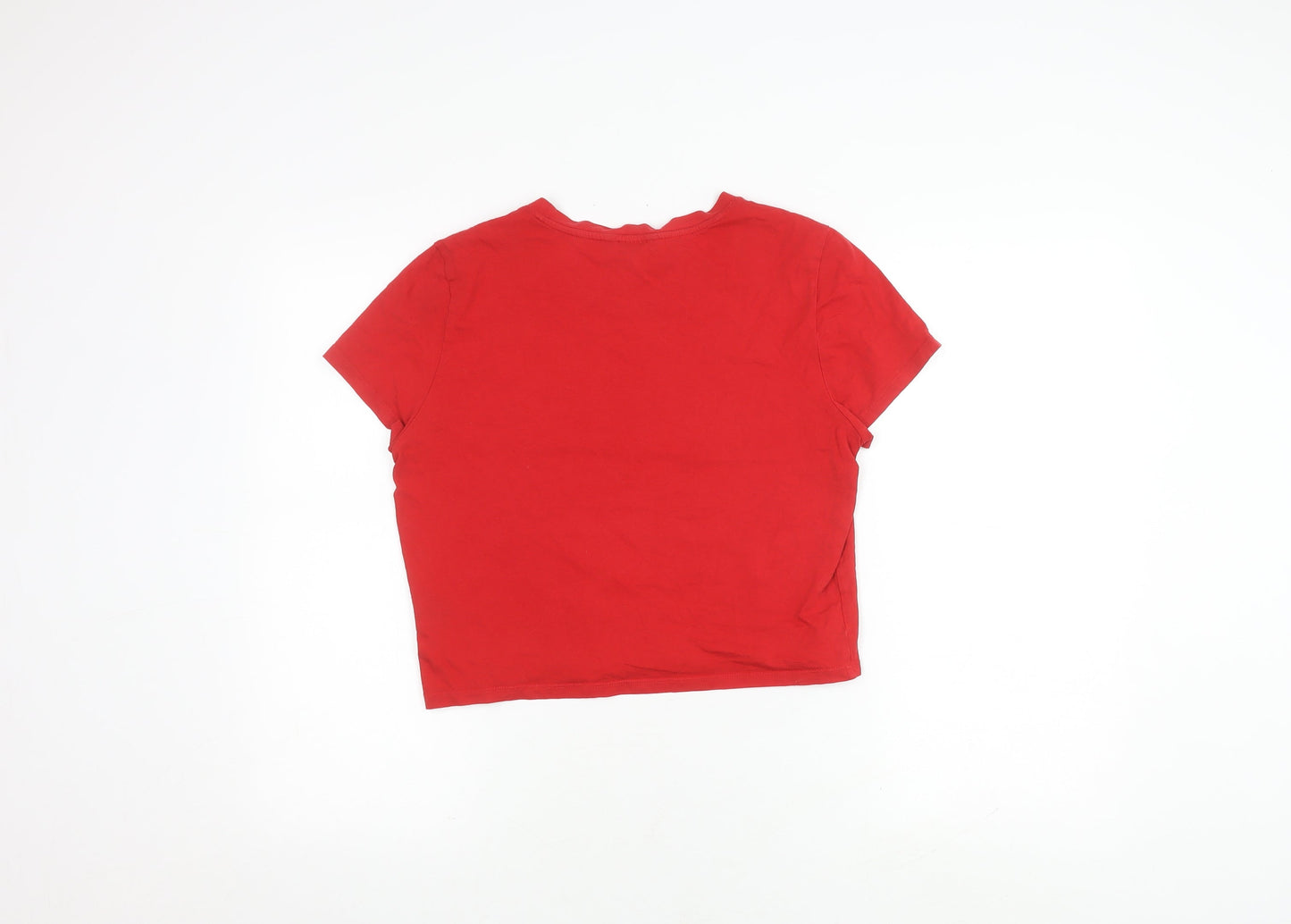 Womens UK Size M Monki Red Cropped T-Shirt
