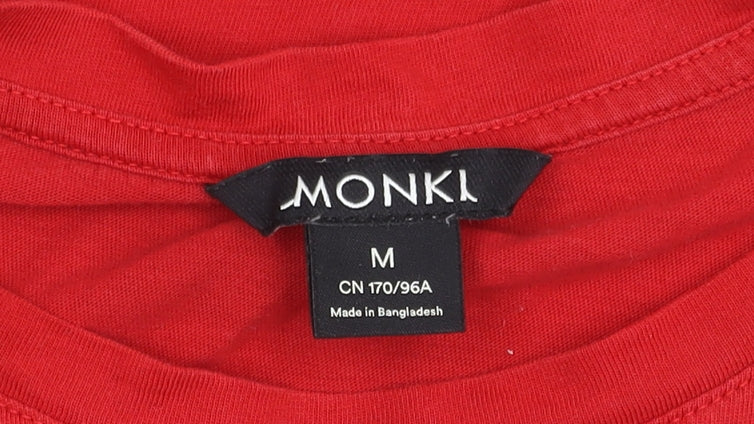 Womens UK Size M Monki Red Cropped T-Shirt