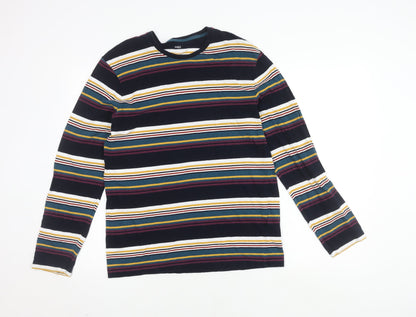 Marks and Spencer Men's Multicoloured Striped T-Shirt M