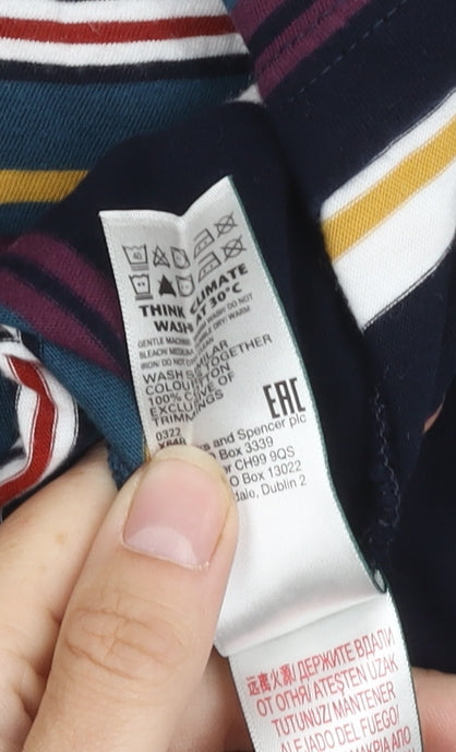 Marks and Spencer Men's Multicoloured Striped T-Shirt M