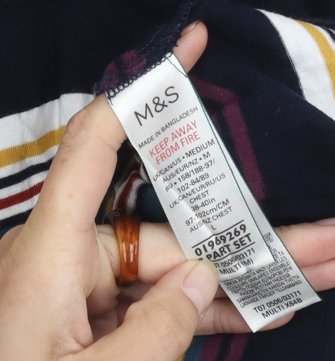 Marks and Spencer Men's Multicoloured Striped T-Shirt M