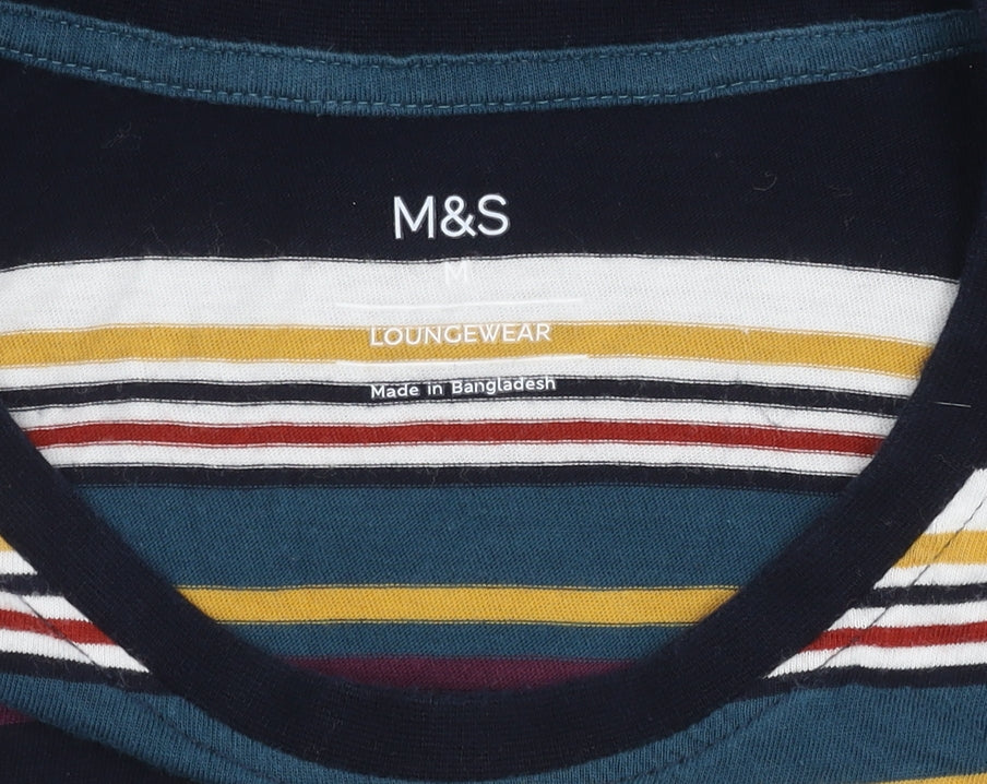 Marks and Spencer Men's Multicoloured Striped T-Shirt M