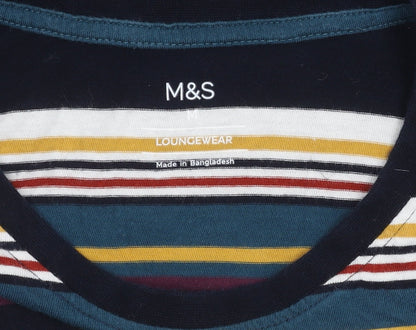 Marks and Spencer Men's Multicoloured Striped T-Shirt M