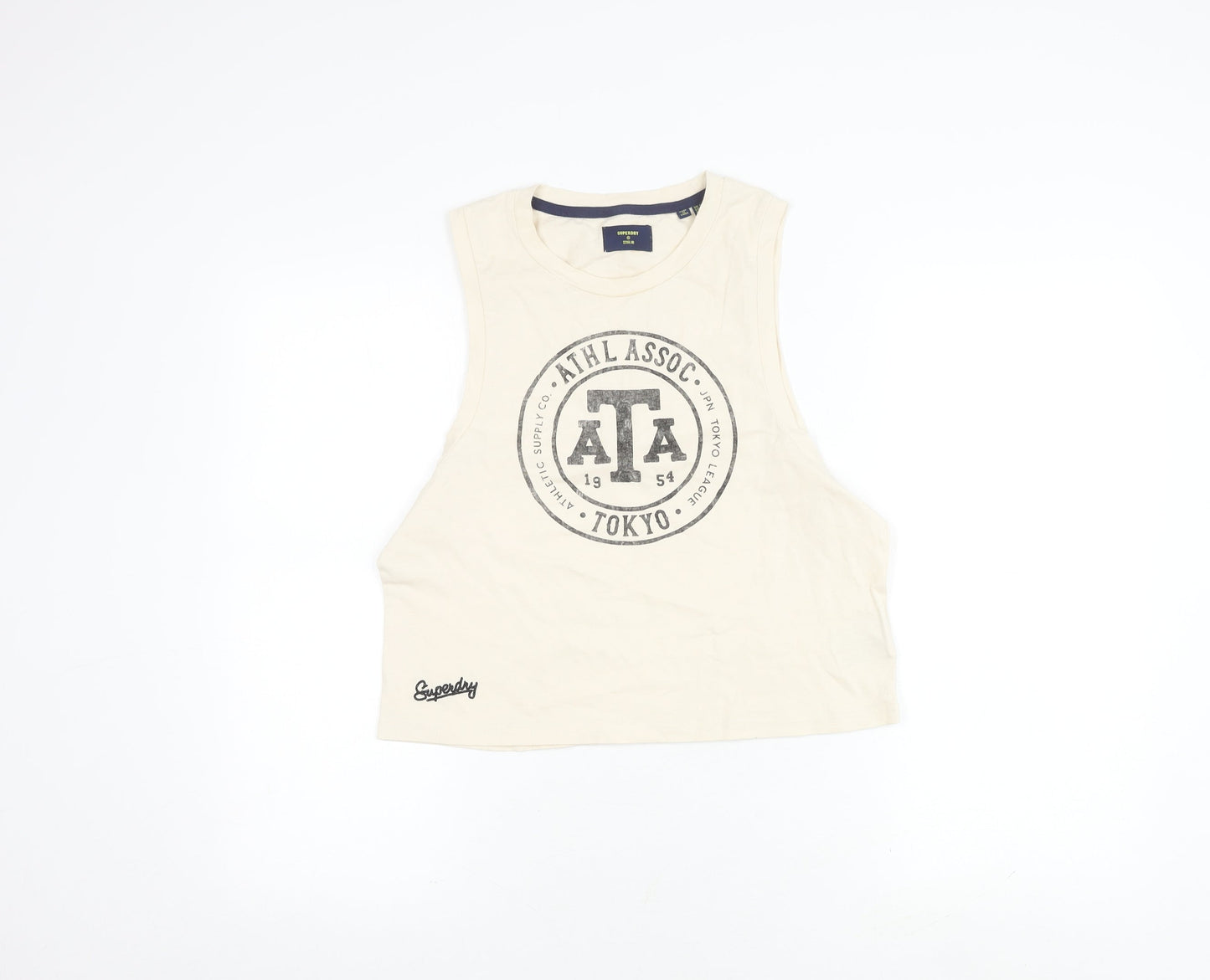Womens UK Size 10 Superdry Beige Cropped Tank