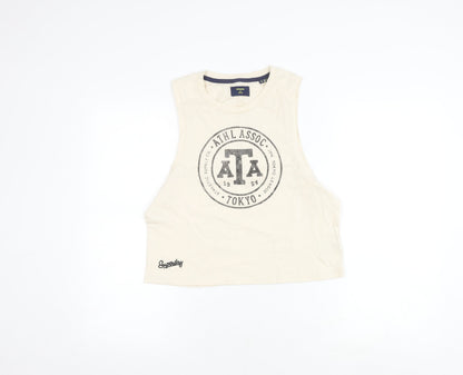 Womens UK Size 10 Superdry Beige Cropped Tank