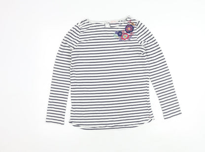 FatFace Girls Multicoloured Striped T-Shirt, 12-13 Years, Embroidered