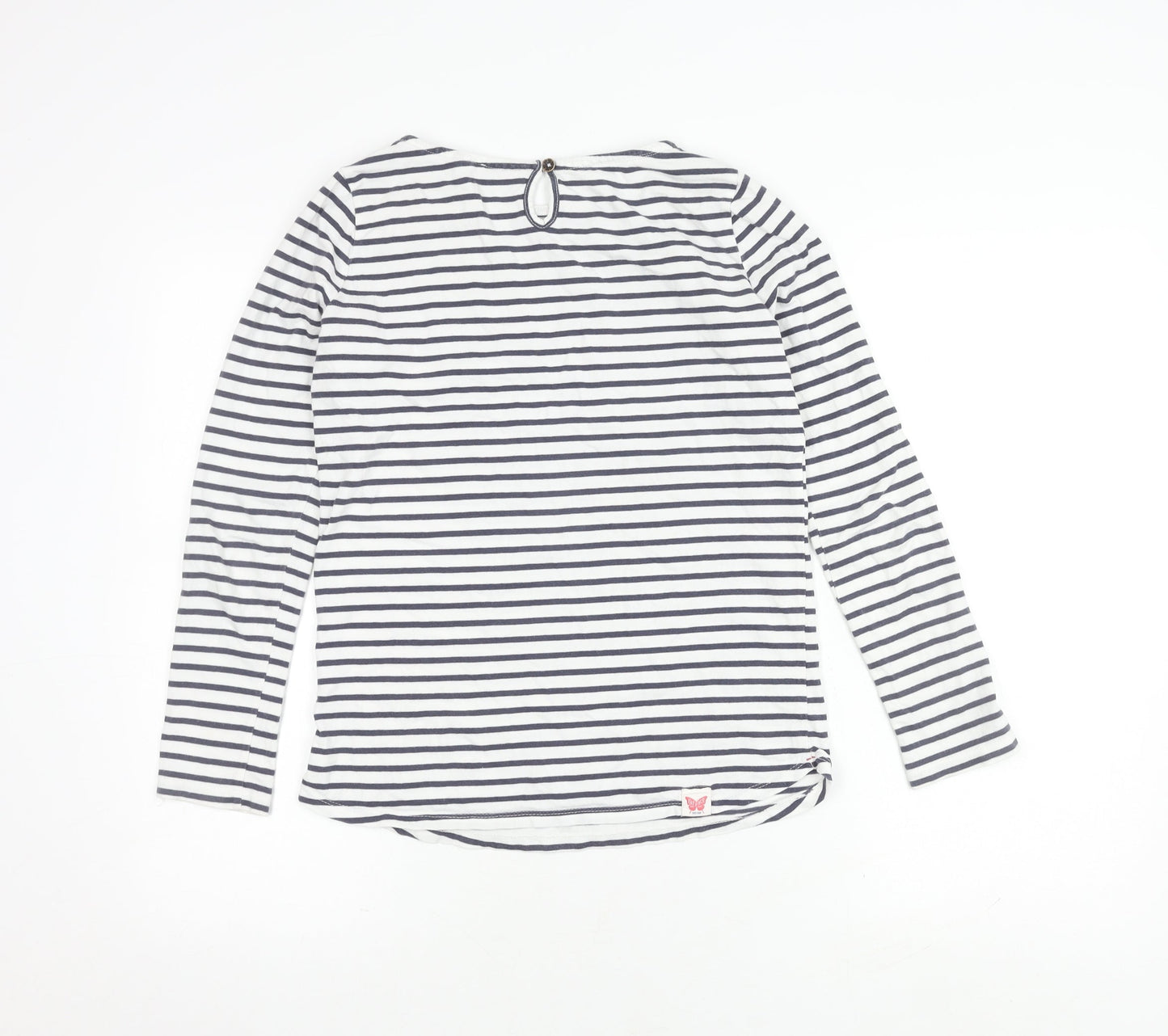 FatFace Girls Multicoloured Striped T-Shirt, 12-13 Years, Embroidered