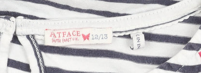 FatFace Girls Multicoloured Striped T-Shirt, 12-13 Years, Embroidered