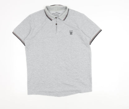 Firetrap Men's Grey Polo Shirt, Medium, Short Sleeve