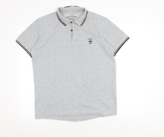 Firetrap Men's Grey Polo Shirt, Medium, Short Sleeve