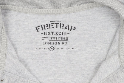 Firetrap Men's Grey Polo Shirt, Medium, Short Sleeve