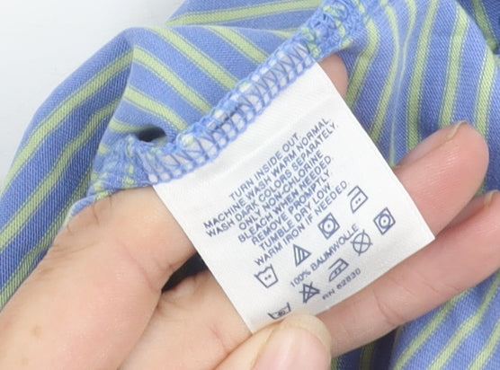 Lands' End Women's Blue Striped Cotton T-Shirt M