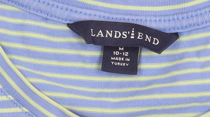 Lands' End Women's Blue Striped Cotton T-Shirt M