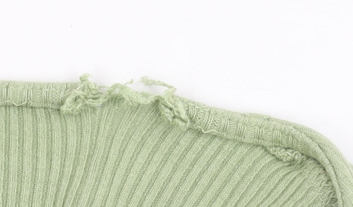 Womens UK Size M Pull & Bear Green Cropped T-Shirt
