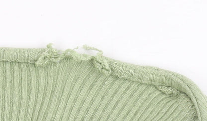 Womens UK Size M Pull & Bear Green Cropped T-Shirt