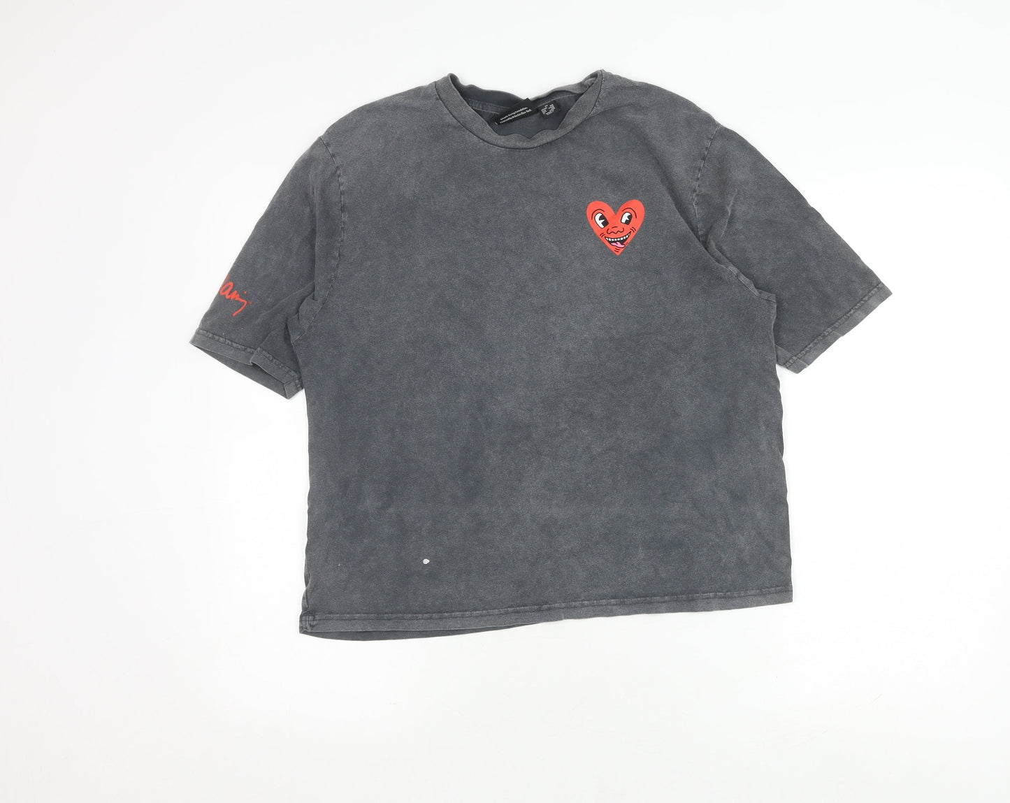 Unisex Adults UK Size XS Keith Haring Grey Basic T-Shirt