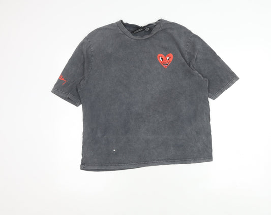 Unisex Adults UK Size XS Keith Haring Grey Basic T-Shirt