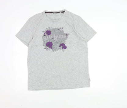Ted Baker Men's Grey Graphic Print T-Shirt, Size L