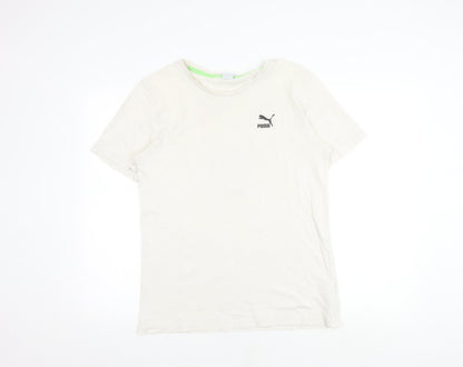 Puma Men's White Graphic Print T-Shirt, Size S