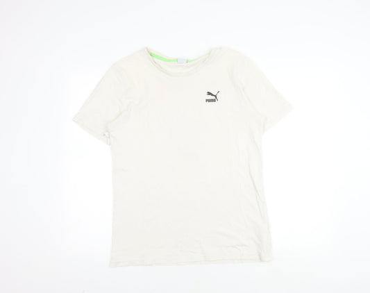 Puma Men's White Graphic Print T-Shirt, Size S