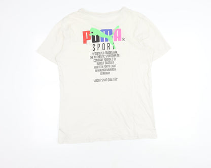 Puma Men's White Graphic Print T-Shirt, Size S
