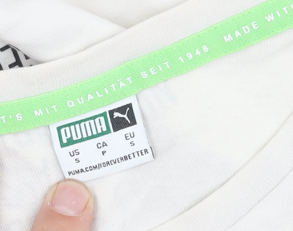 Puma Men's White Graphic Print T-Shirt, Size S