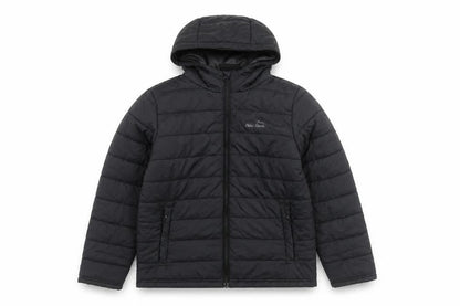 Front view of Peter Storm boys’ black puffer jacket 11-12 years hooded