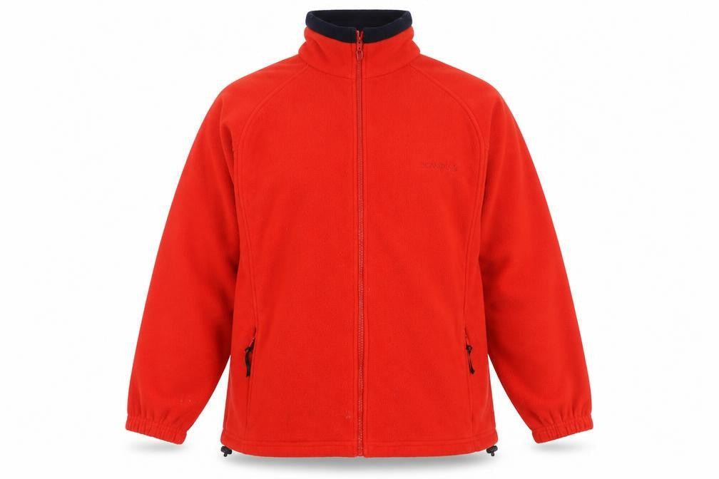 Front view of Scanda Red Fleece Jacket, unisex, size 14, casual wear