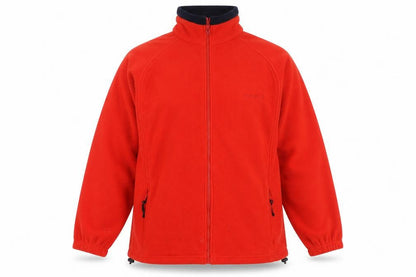 Front view of Scanda Red Fleece Jacket, unisex, size 14, casual wear