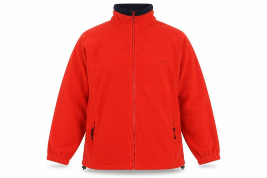 Front view of Scanda Red Fleece Jacket, unisex, size 14, casual wear