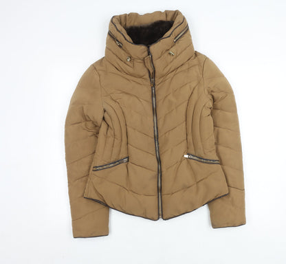 Womens UK Size Large Zara Brown Puffer Jacket