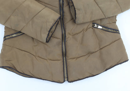 Womens UK Size Large Zara Brown Puffer Jacket