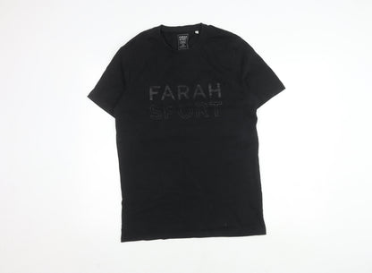 Farah Sport Men's Black Large T-Shirt, Crew Neck, Cotton