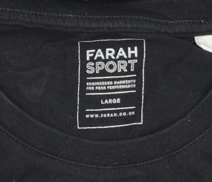 Farah Sport Men's Black Large T-Shirt, Crew Neck, Cotton