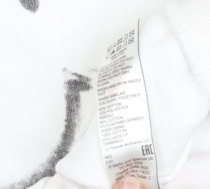 Marks and Spencer Girls White Snoopy Hoodie 9-10 Years